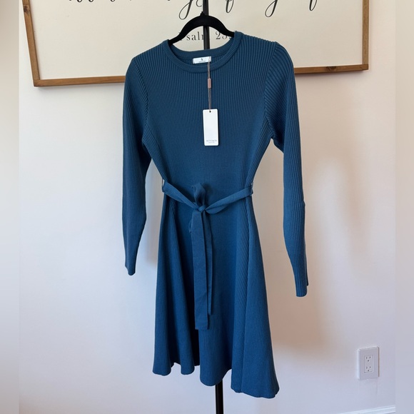 NWT Elegant Teal Long Sleeve Dress - Picture 7 of 10